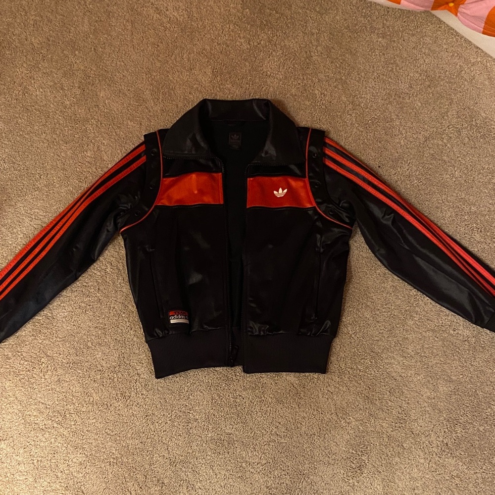 Adidas Black Jacket with Red Stripes